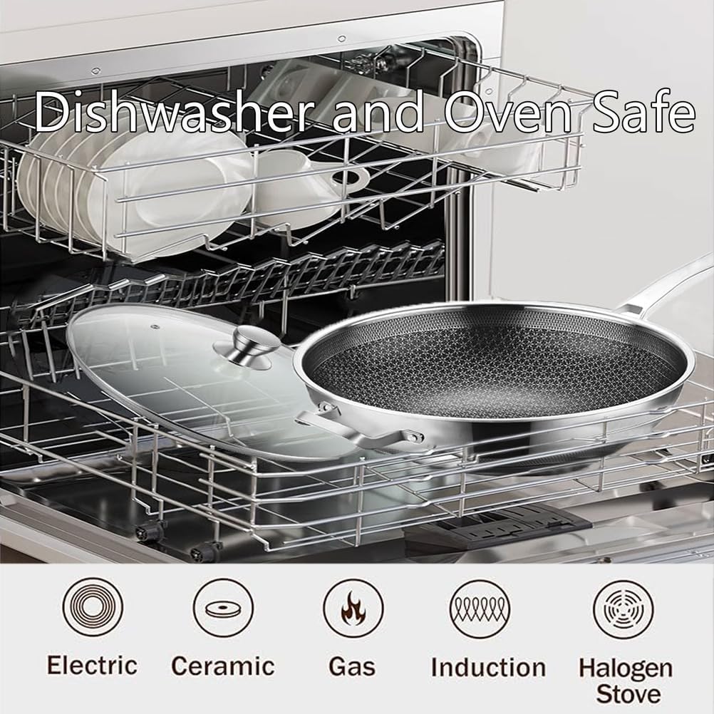 14 Inch Hybrid Stainless Steel Wok with Lid & Steamer Basket,Nonstick Stir Fry Pan, PFOA-Free,Stay-Cool Handle,Works on Induction,Dishwasher & Oven Safe