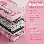 YUNZII B87 Mécanique sans fil QMK/VIA Logiciel personnalisé de jeu clavier, Gasket RGB Clavier avec Mignon MOA Casquettes,Reste de poignet,BT5.0/2.4G/USB-C NKRO pour Win/Mac (Pink, crème de cacao) V2 Interrupteur)