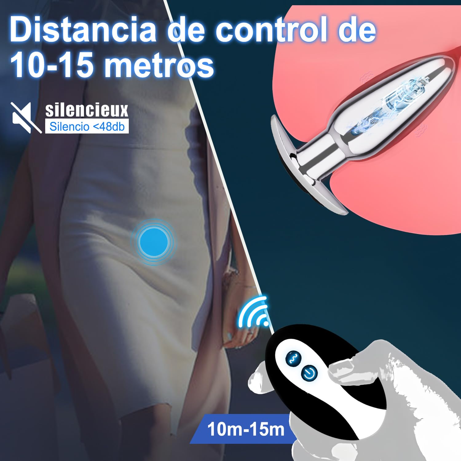 Vibradorador Mujer Plug Anal Vibrador Mando Distancia Plug Anales,Con Vibración Consoladores.. para Hombre Juguetes Eroticos para Pareja Sexuales Juguetes Sensuales Pareja Sexo 10 Modes(argenteo)