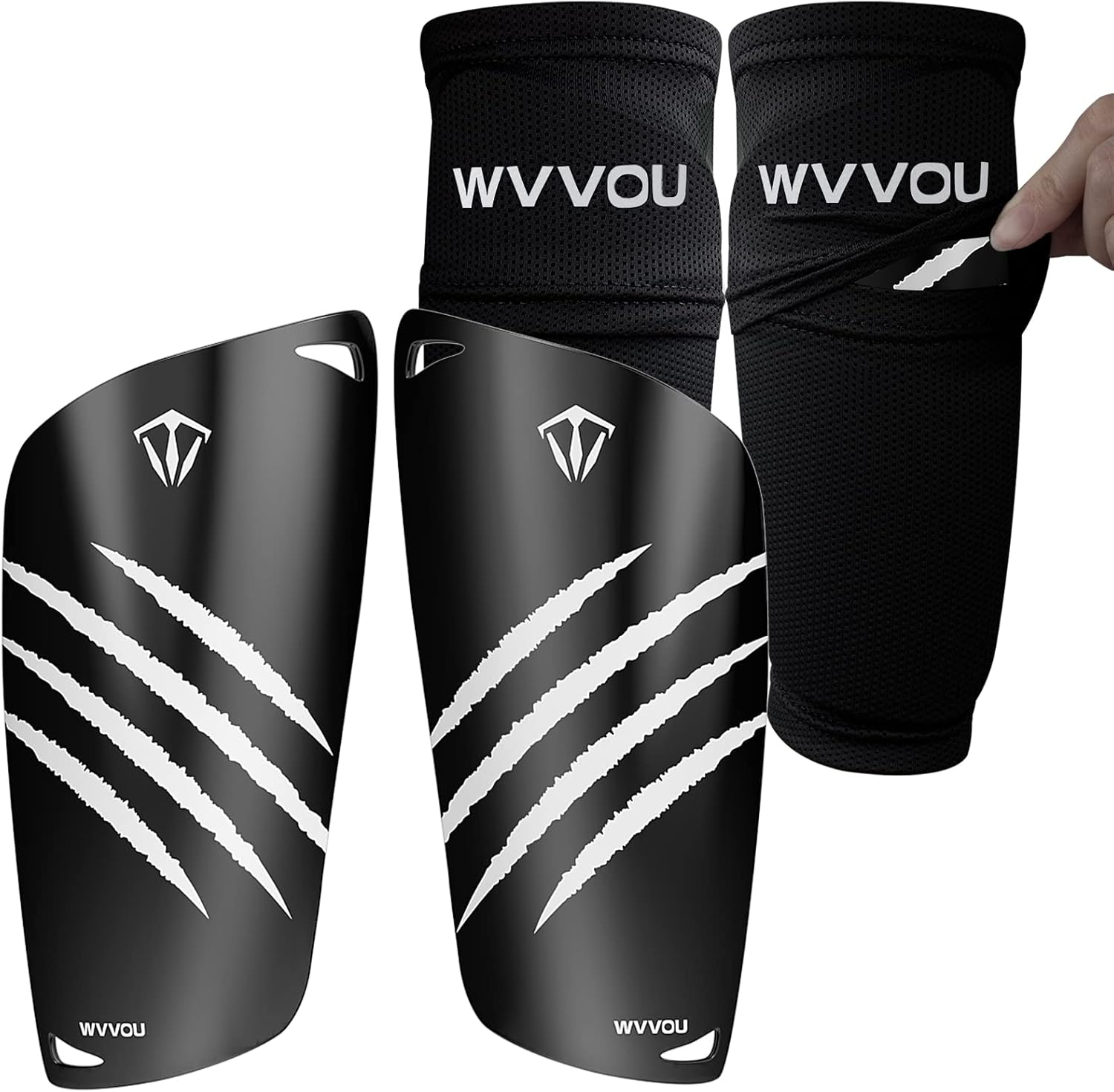WVVOU Adult Youth Kids Soccer Shin Guards,Comprehensive Protection for Your Leg, with Cushioned Ankle Protection to Prevent Injuries