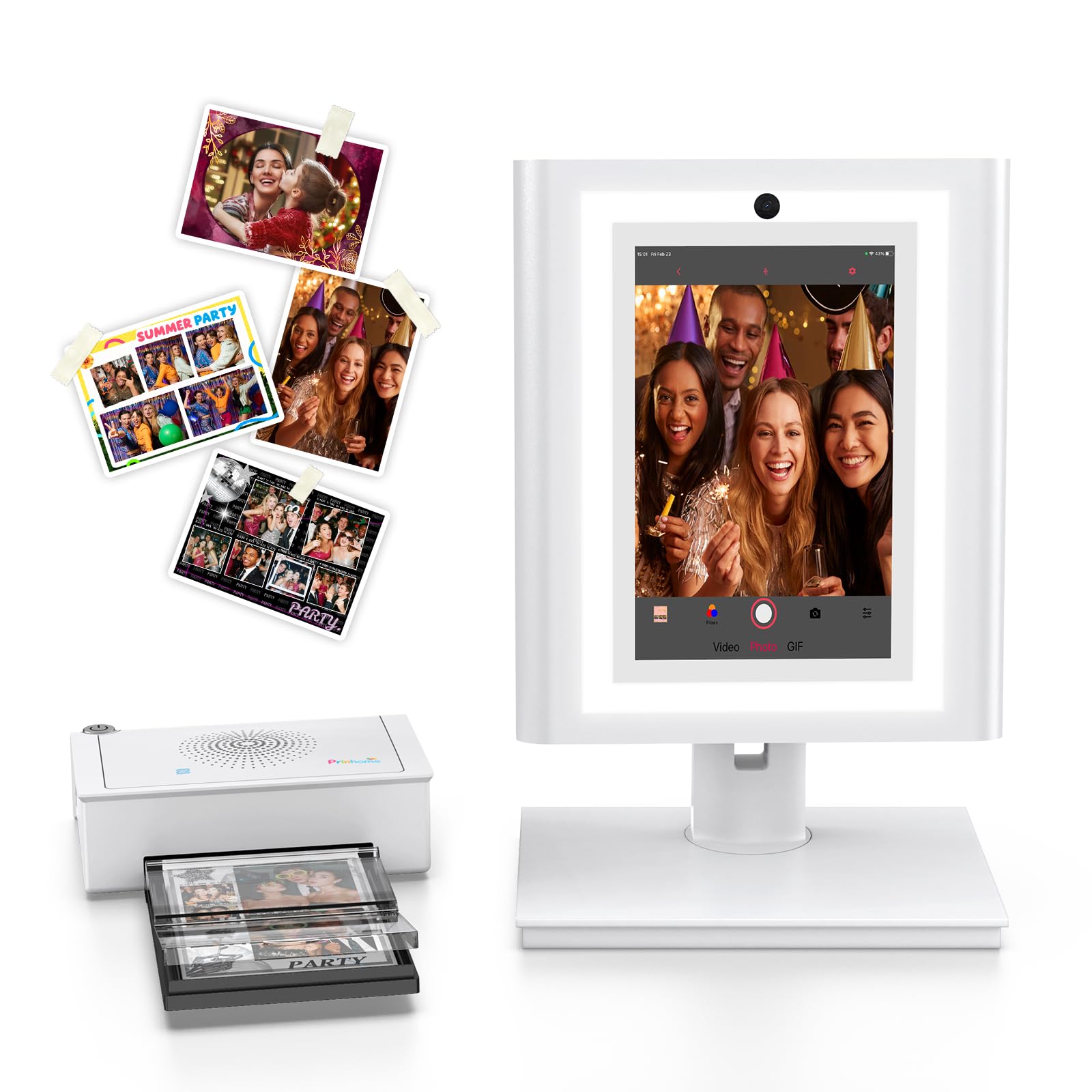 Photo 1 of Zylosian Desktop Photo Booth Machine with Instant Printer, 10.1" Touchscreen Event Photo Booth, LED Ring Light, Custom Photo Frames, Supports App Sharing, for Weddings, Parties, Corporate Events