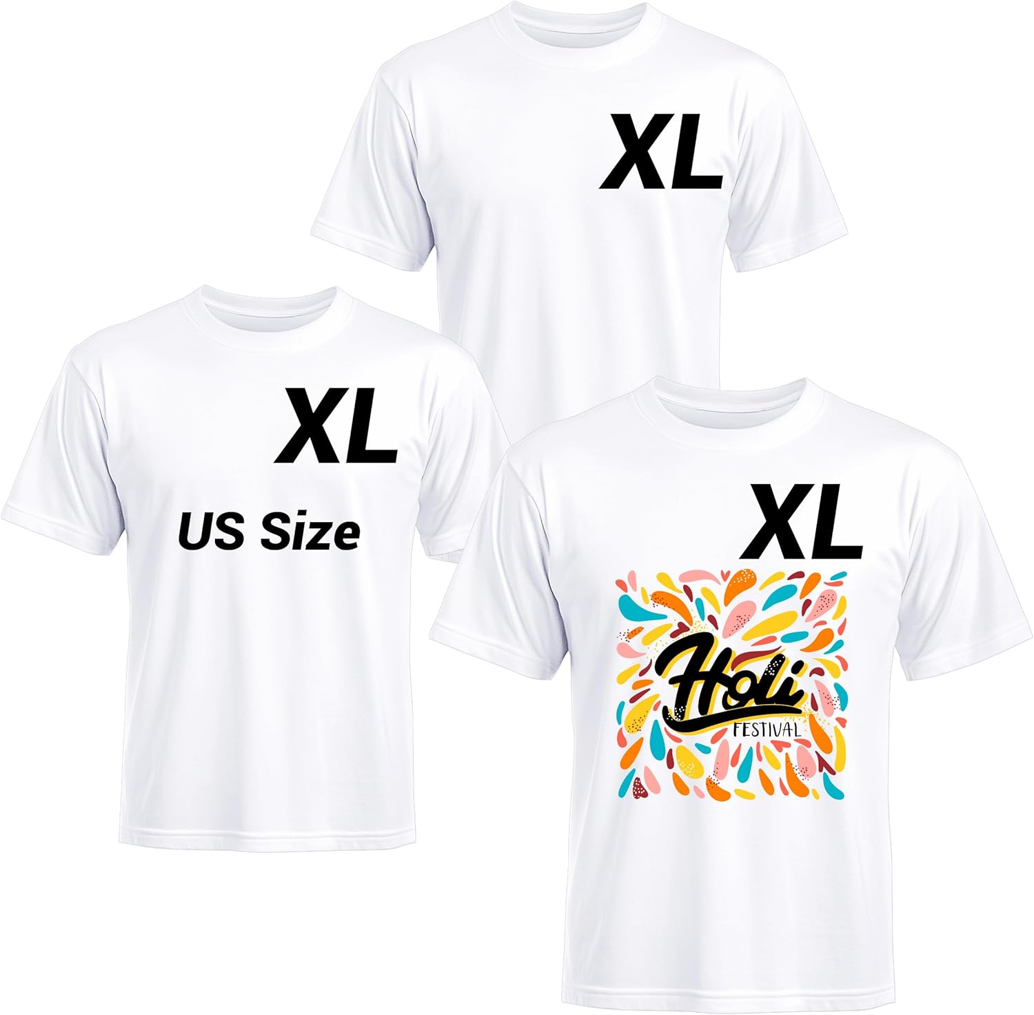 Joyclub 3 PCS White Polyester T Shirts Bulk Sublimation Blanks Unisex Wholesale Crew Neck Short Sleeve for Heat Transfer DIY
