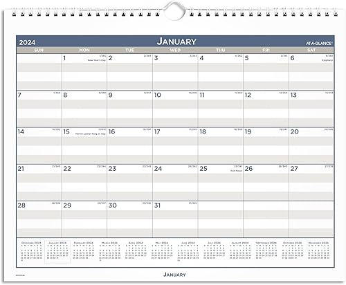 AT-A-GLANCE Calendario de pared mensual vertical multihorario 2024, 15 x 12 pulgadas, de enero a diciembre de 2024, PM22MS28
