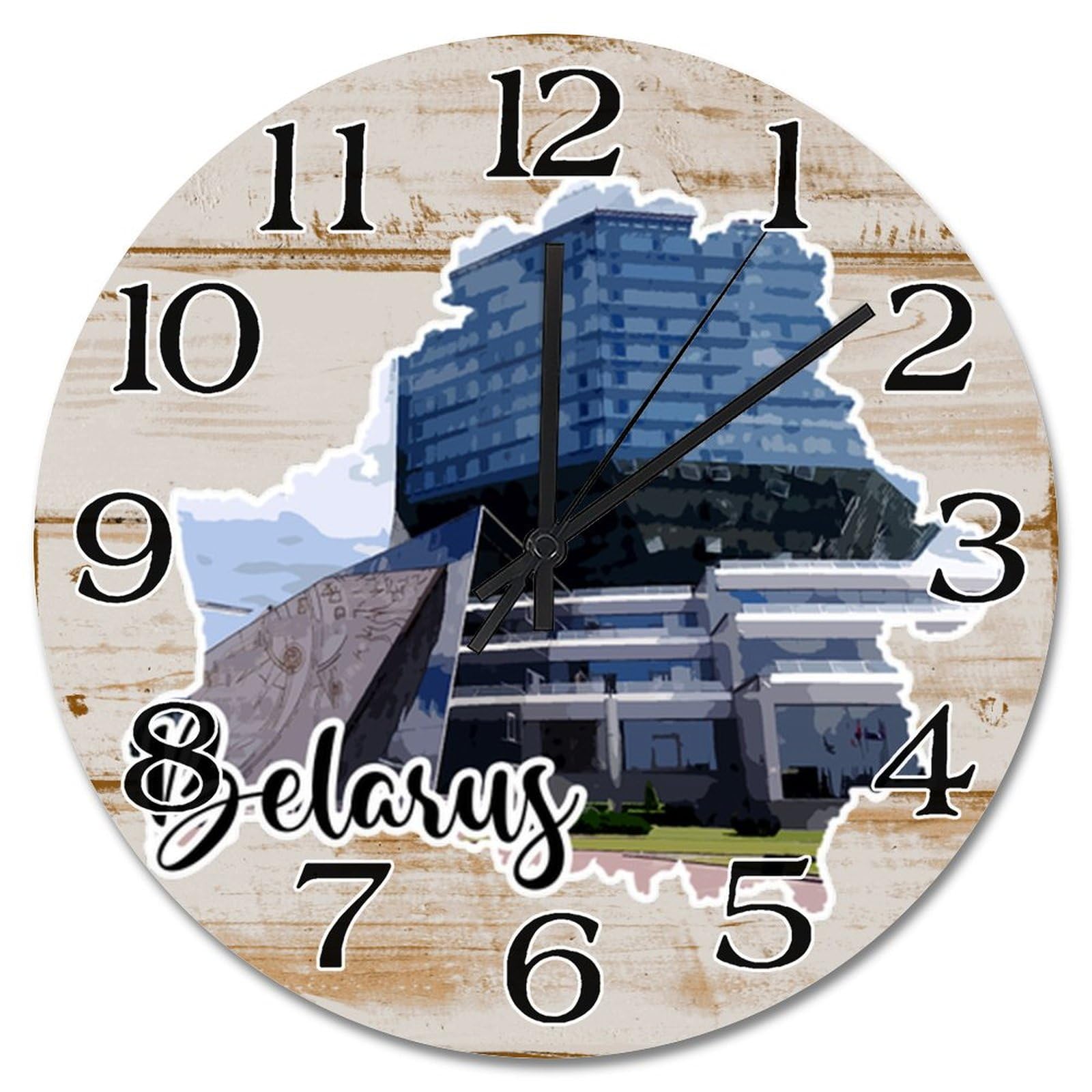 Horloge murale en bois grand format pour habiller un mur de salon vide