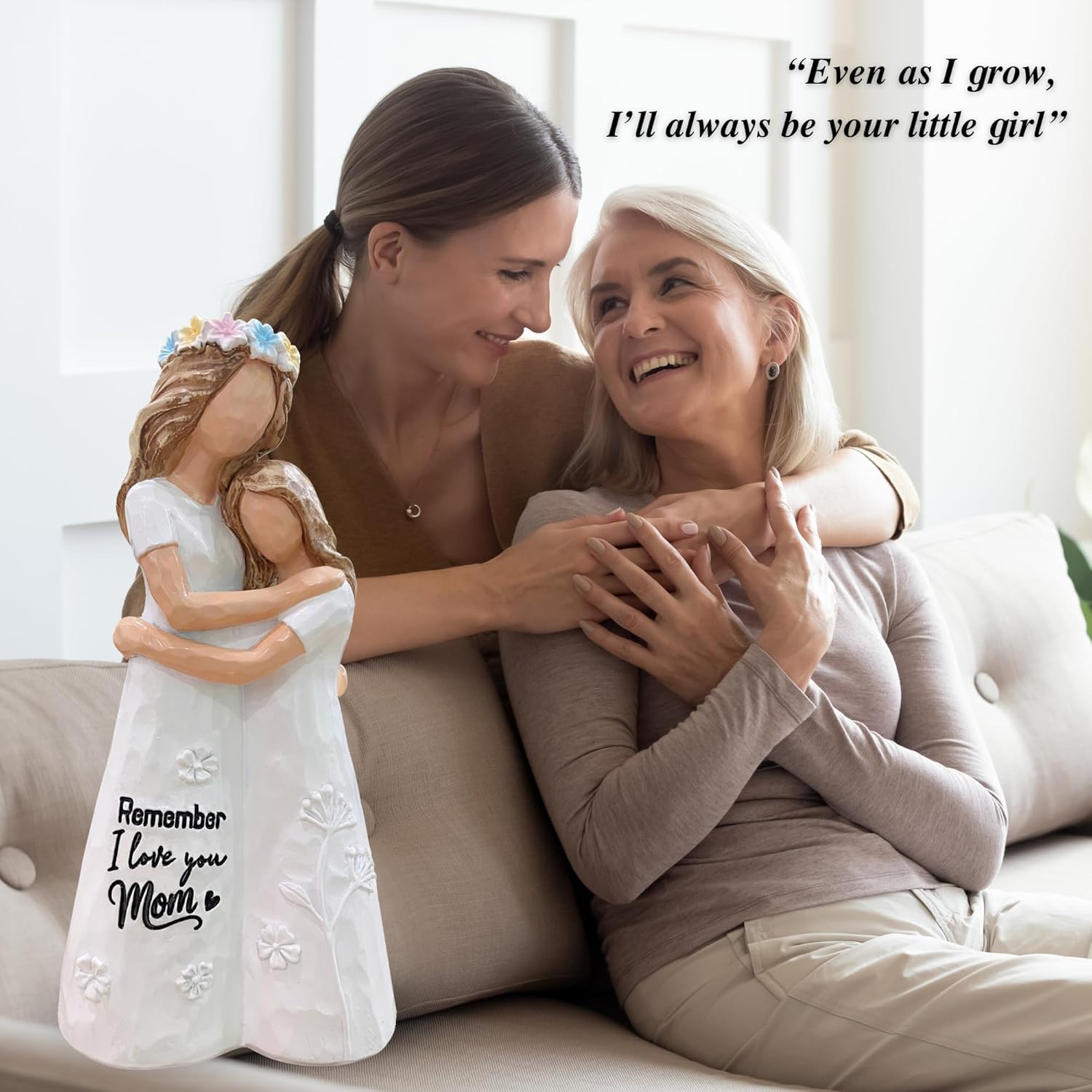 Mother Daughter Figurines, Statue - Mom Birthday Gifts from Daughter - I Love You Mom Gifts for Valentines, Mothers Day, Christmas - Mother and Daughter Embracing Hand-Painted Resin Sculpture 5.7 inch - Image 5