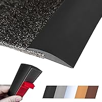 Self-Adhesive Floor Transition Strip for Carpet Tile Wood Vinyl - 120" Black Threshold Trim Covers 5mm Gaps (Maxiroc)
