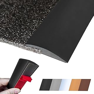 Floor Transition Strip Self Adhesive Carpet Wood Tile Vinyl Flooring Laminate Transition Cover Edge Trim Gap Doorway Threshold for Uneven Floors Heights Within 5 mm (Black, 120 inches)