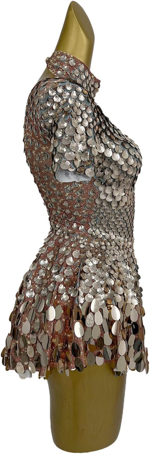 Women Glitter Sequin Prom Dress Stage Show Wear Celebrate Birthday Party Dresses Nightclub Performance Latin Dance Costumes