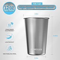 Vista 3 de Tazas de acero inoxidable para niños 12oz/350ml (4 unidades), Vaso de acero inoxidable, Tazas para niños, Tazas de camping de acero inoxidable