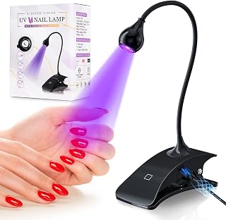 mlogiroa UV Lamp for Gel Nails Gooseneck UV Light for Nails Touch UV Lamp for Nails Portable USB & Type-C UV Nail Lamp with Black Clamp Gel X Nail Lamp and Flash Cure Light for Nails Mini UV Light