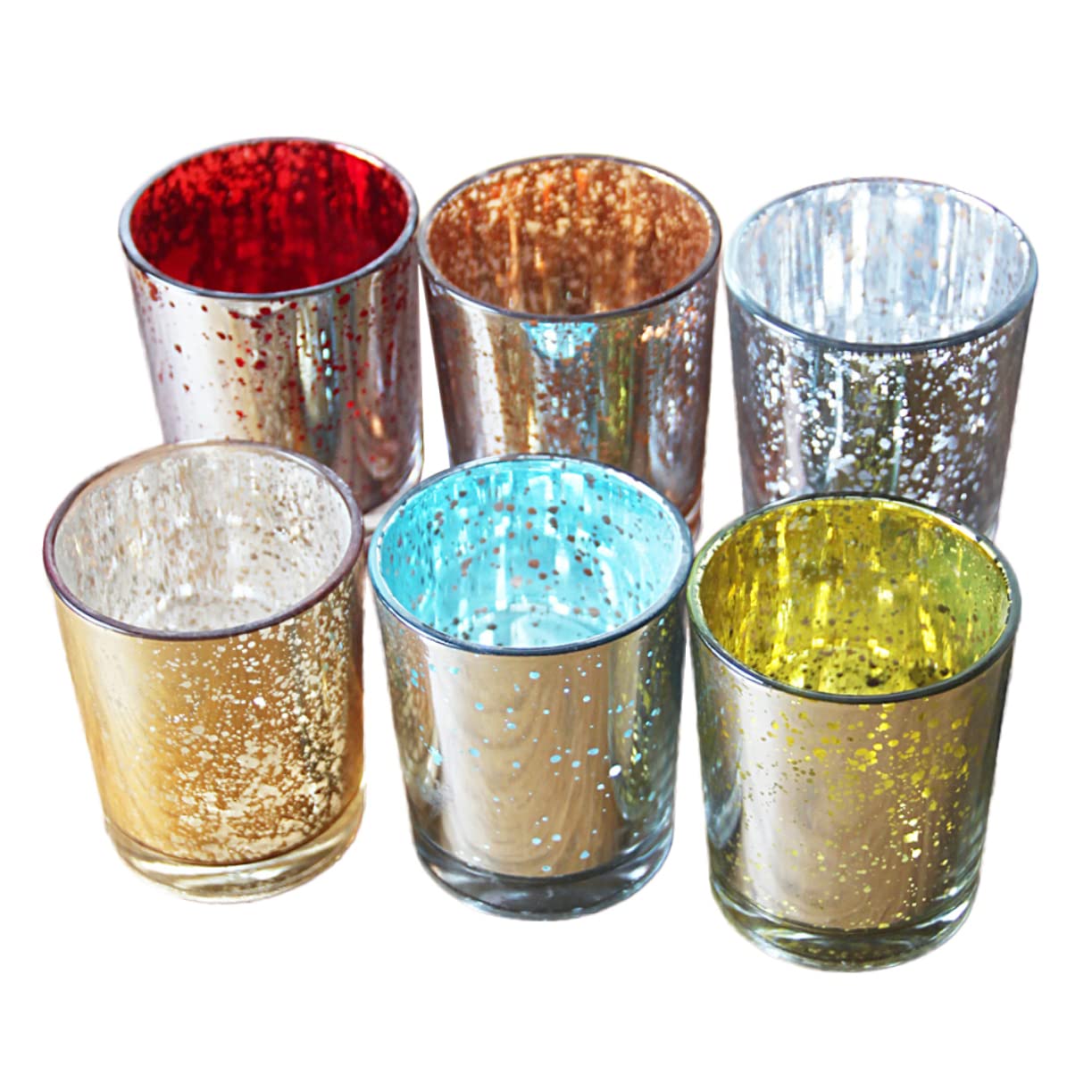 Portacandele in Vetro Macchie, 12 Pezzi, Blu per Casa | Superficie Liscia, Corpo Ispessito, senza Bolle Né Rilievi, per Feste di Compleanno e Decorazione Domestica