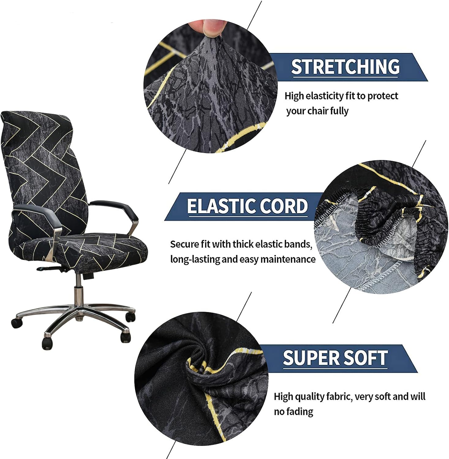 Stretch Office Chair Cover with Zipper Printed Computer Chair Cover for Armrest Chair Universal Removable Spandex Rotating Boss Chair Slipcovers Soft Desk Chair Seat Protector for Dogs, Cats (L, 09)