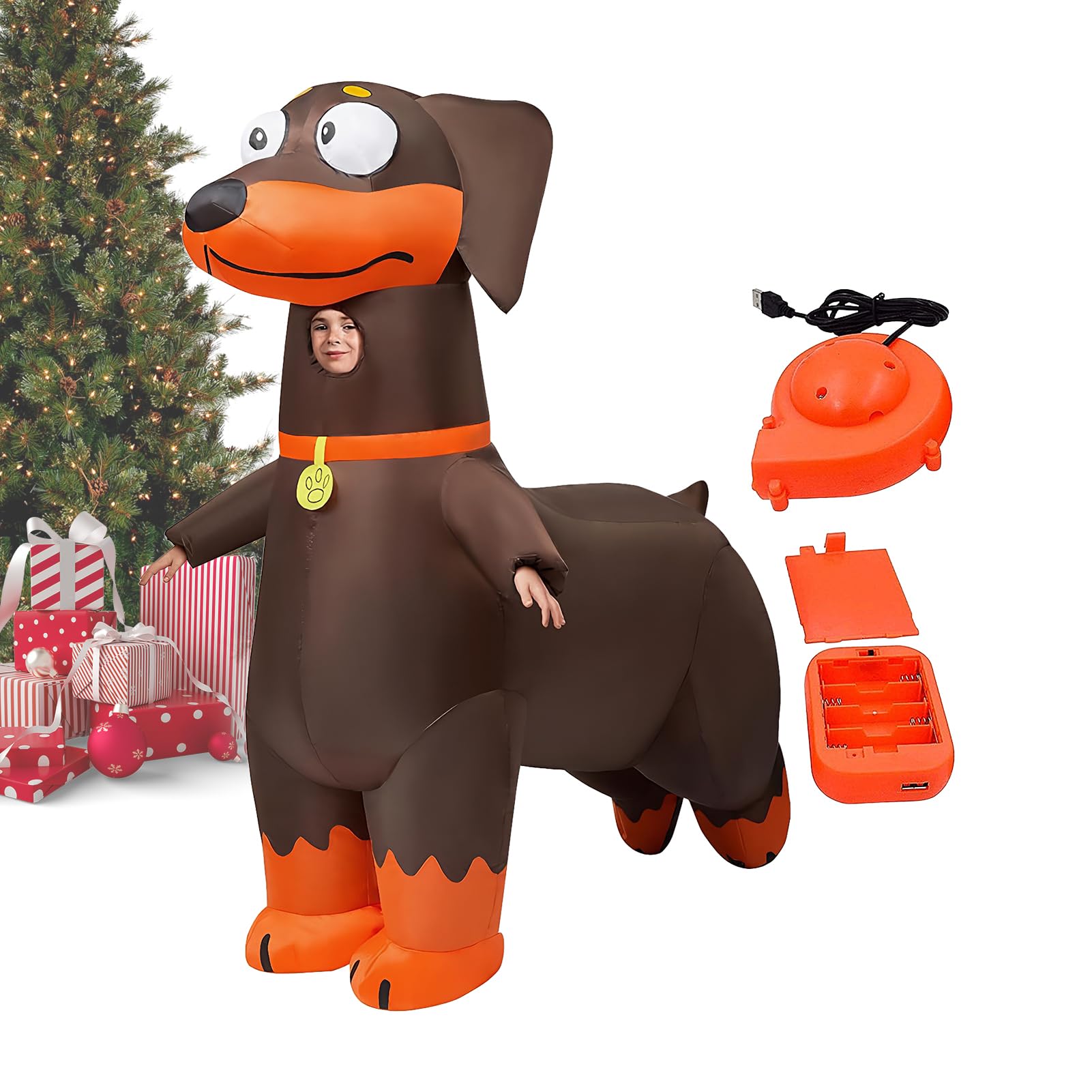 Generico Costume Gonfiabile Bassotto,Costume Gonfiabile Da Cane | Vestito Divertente Soffiabile Da Bassotto | Per Natale Esterno Interno Festa Raduno Cosplay Carnevale Foto Celebrazione