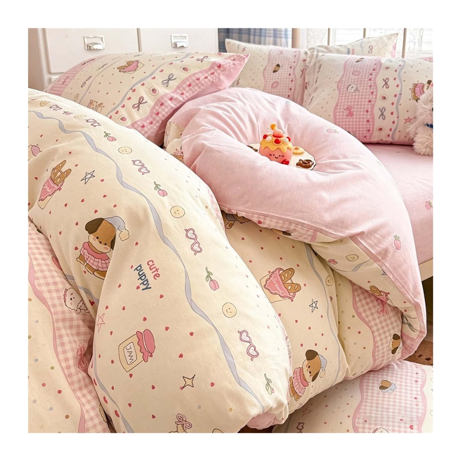 Housse de couette étoile de mer réversible et thermorégulatrice pour lit 4 pièces