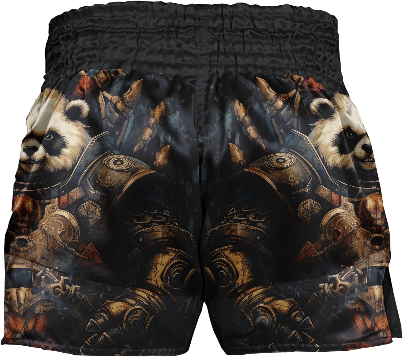O2TEE Unisex Panda Samurai Muay Thai Shorts Training Boxing Clothing Martial Arts Trunks