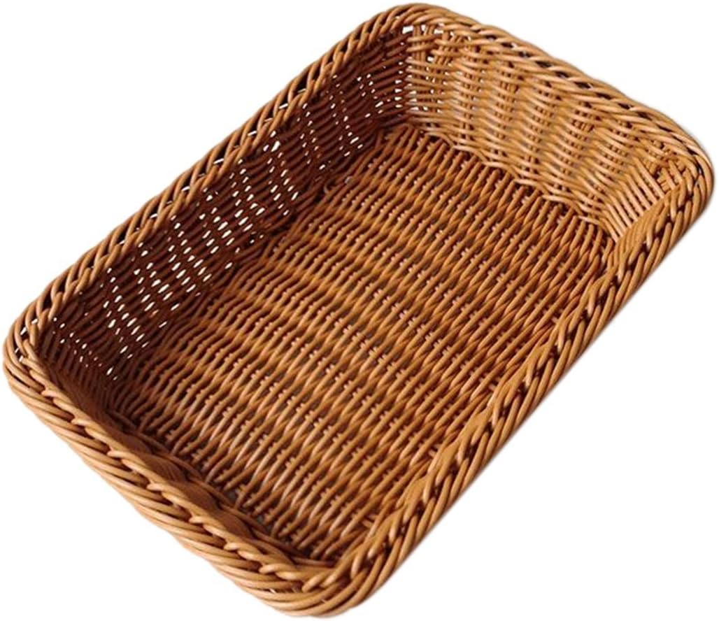 DOGOO 12×8×3 inches Bread Basket, Rectangle Rattan Bread Basket,For Food Serving Baskets,Restaurant Serving/Diplay Baskets For Fruit Food Vegetables
