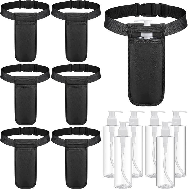 Eaasty Conjunto com 6 bolsas ajustáveis para frascos e 6 frascos plásticos com bomba de 240 mL, preto