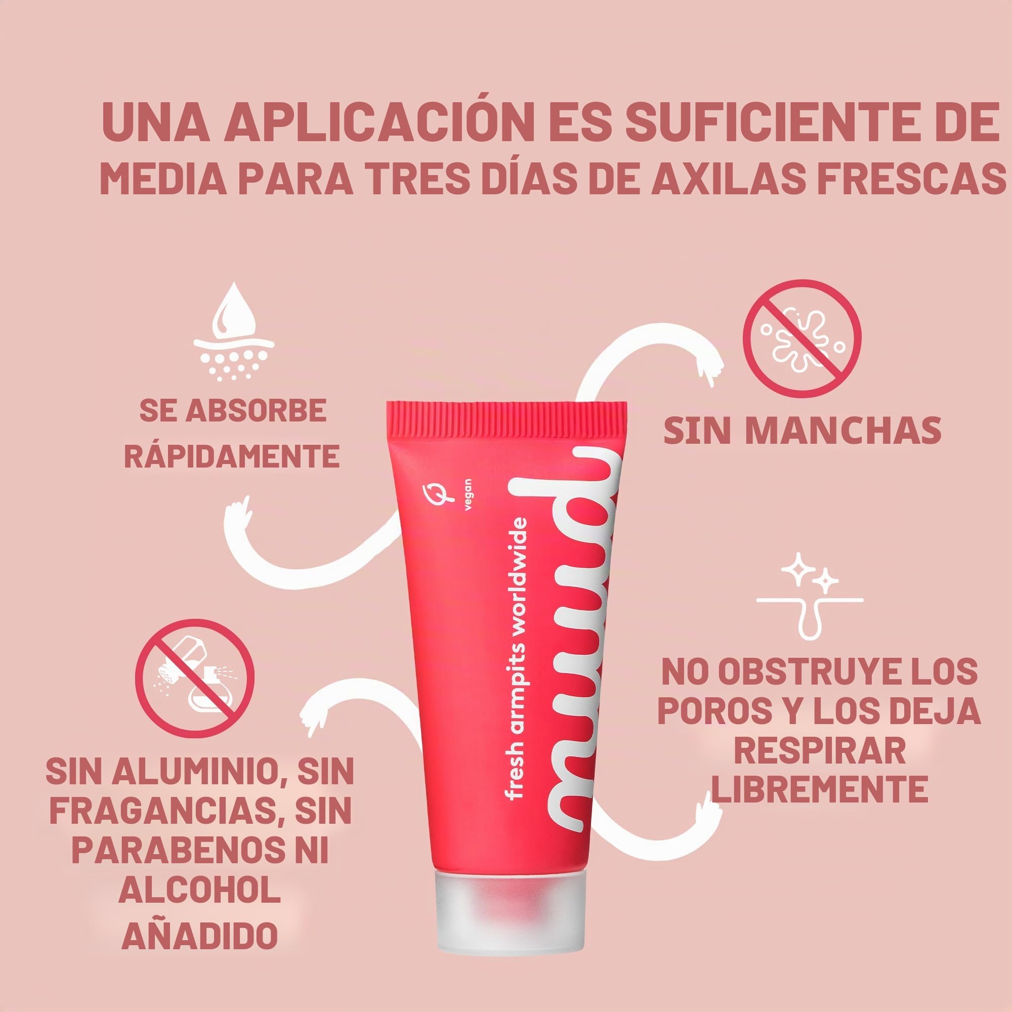 NUUD XXL Pack | Nueva crema | Desodorante natural vegano contra el olor a sudor – Cosmética natural sin aluminio, alcohol, productos químicos ni pruebas en animales – suficiente para 60 semanas (120