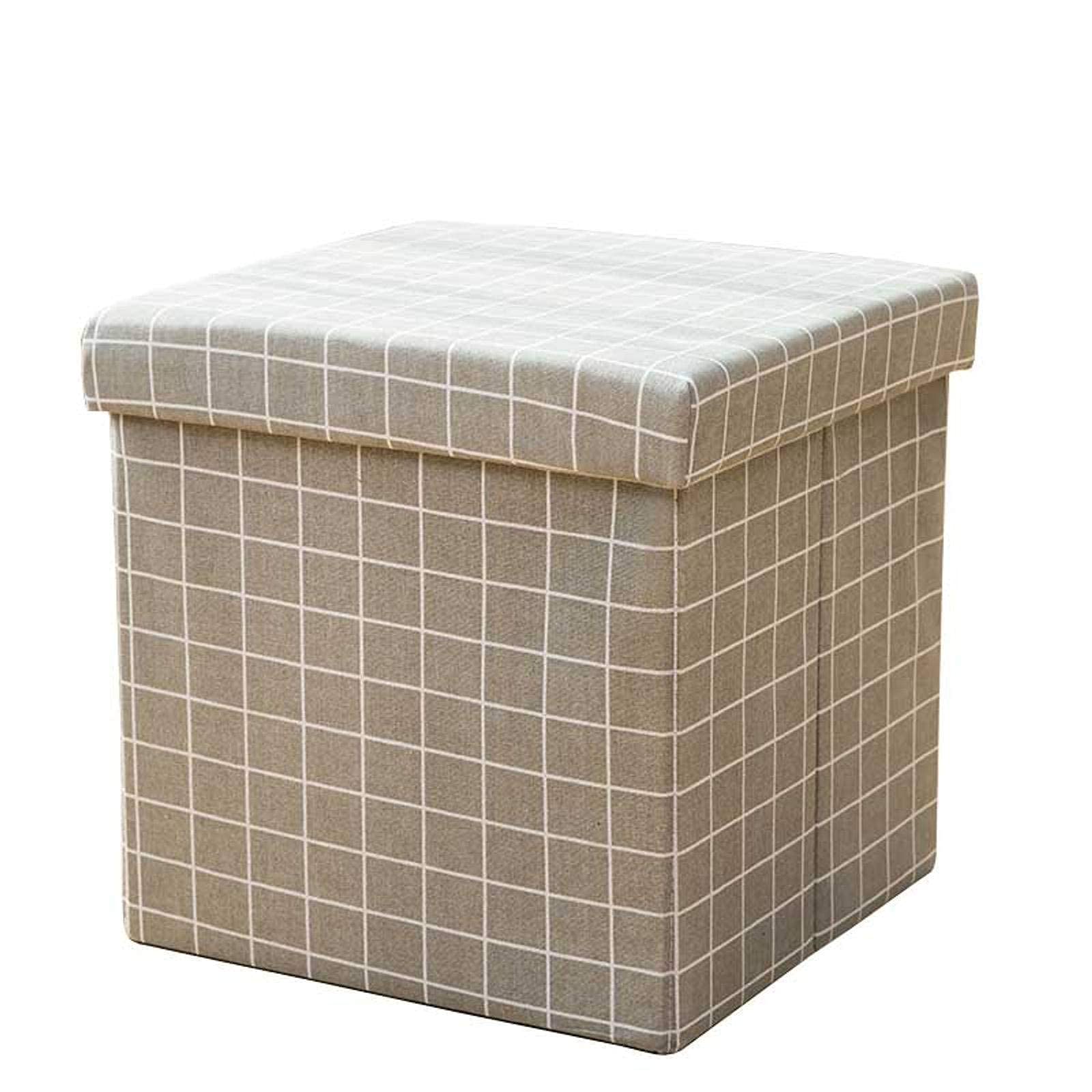 Repose-pieds en lin haut de gamme 38x38cm, pouf coffre de rangement