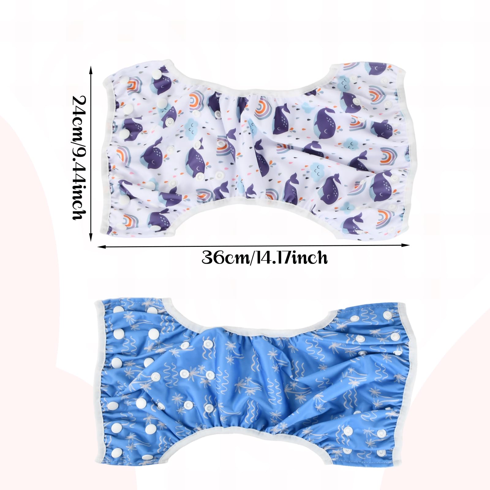 Couches de Bain Lavables Bébé, Ajustable Couche Piscine pour Enfants de 0-2 Ans, Maillot de Bain Réutilisable pour Bébé Fille et Garçon, Pantalon Couche de Natation pour Bebe 3-15kg (B)