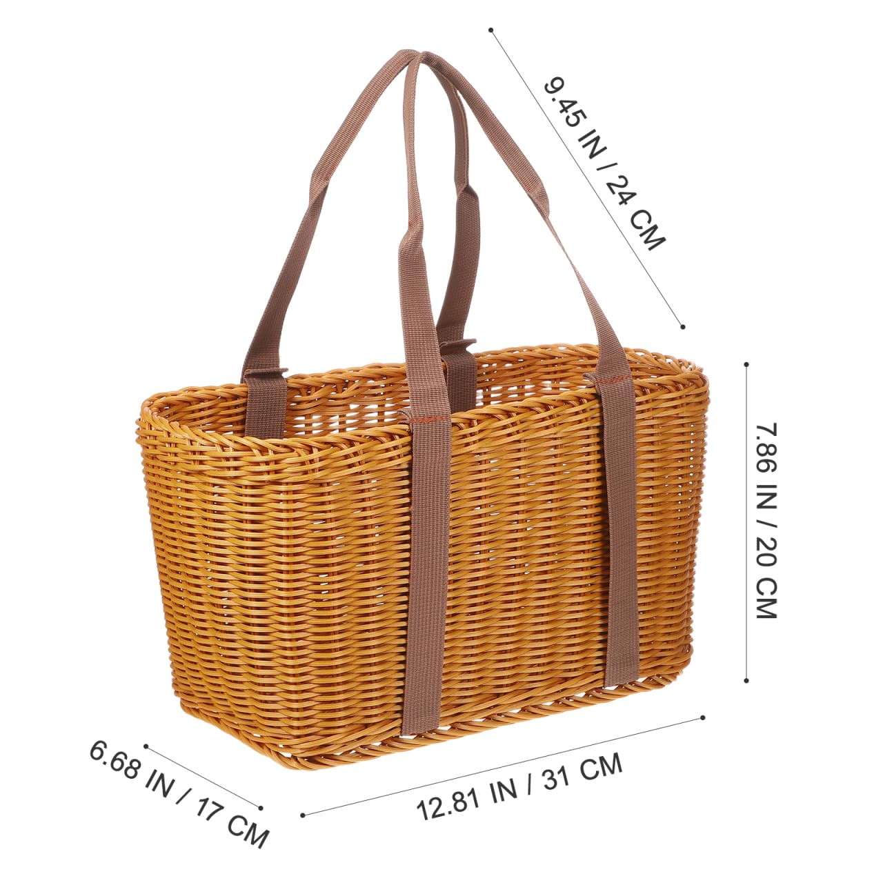 Cabilock Kosz na zakupy, rattanowy, wiklinowy, z uchwytem, pleciony, rattanowy, kosz do przechowywania, wiklinowy, do noszenia, na warzywa, prysznicowy, kuchni, owoców,