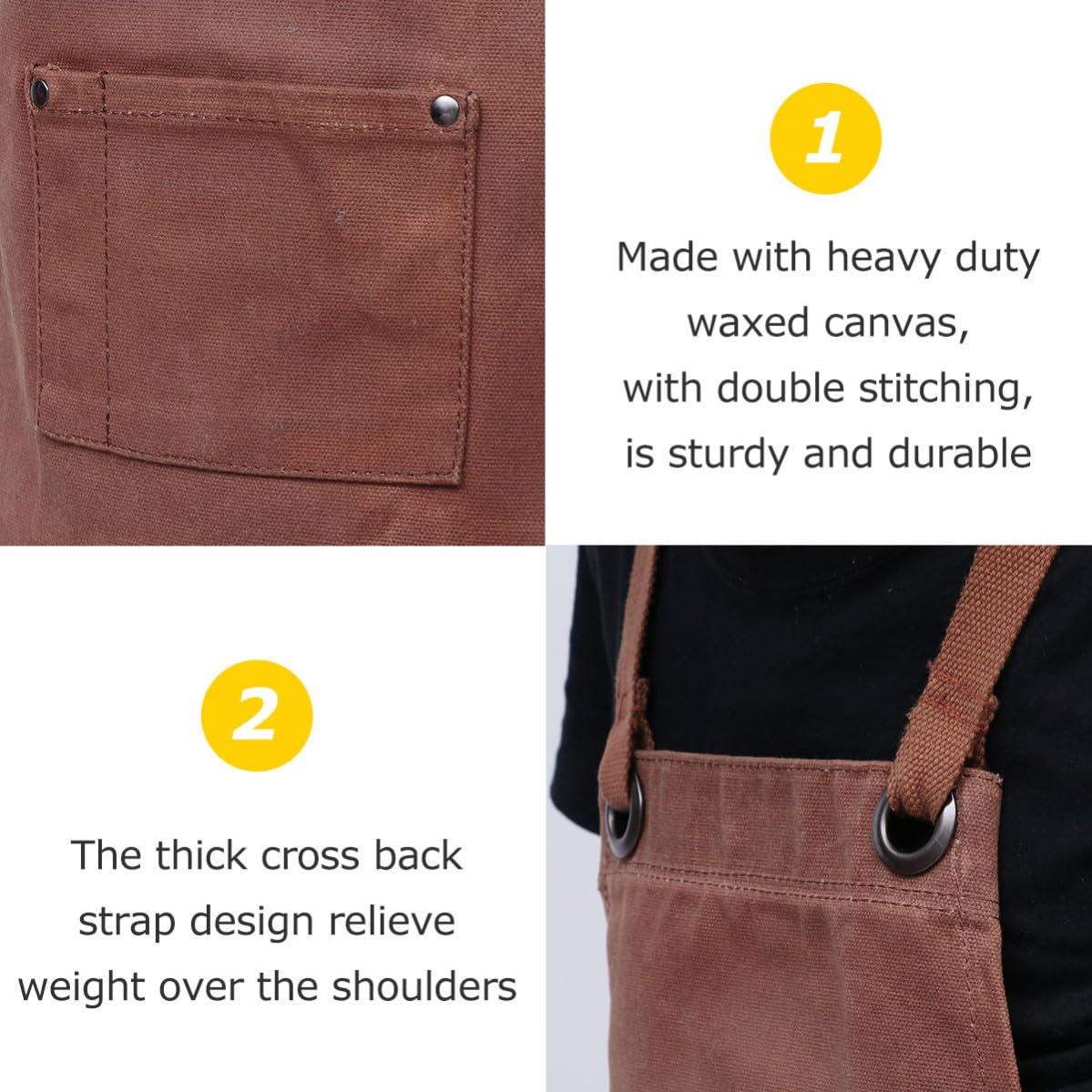 Waxed Canvas Woodworking Schürze mit Werkzeugtasche Robuste Werkstattschürze für Herren Cross back Träger für Tischler Mechaniker Gartenarbeit und Heimwerker Khakifarben