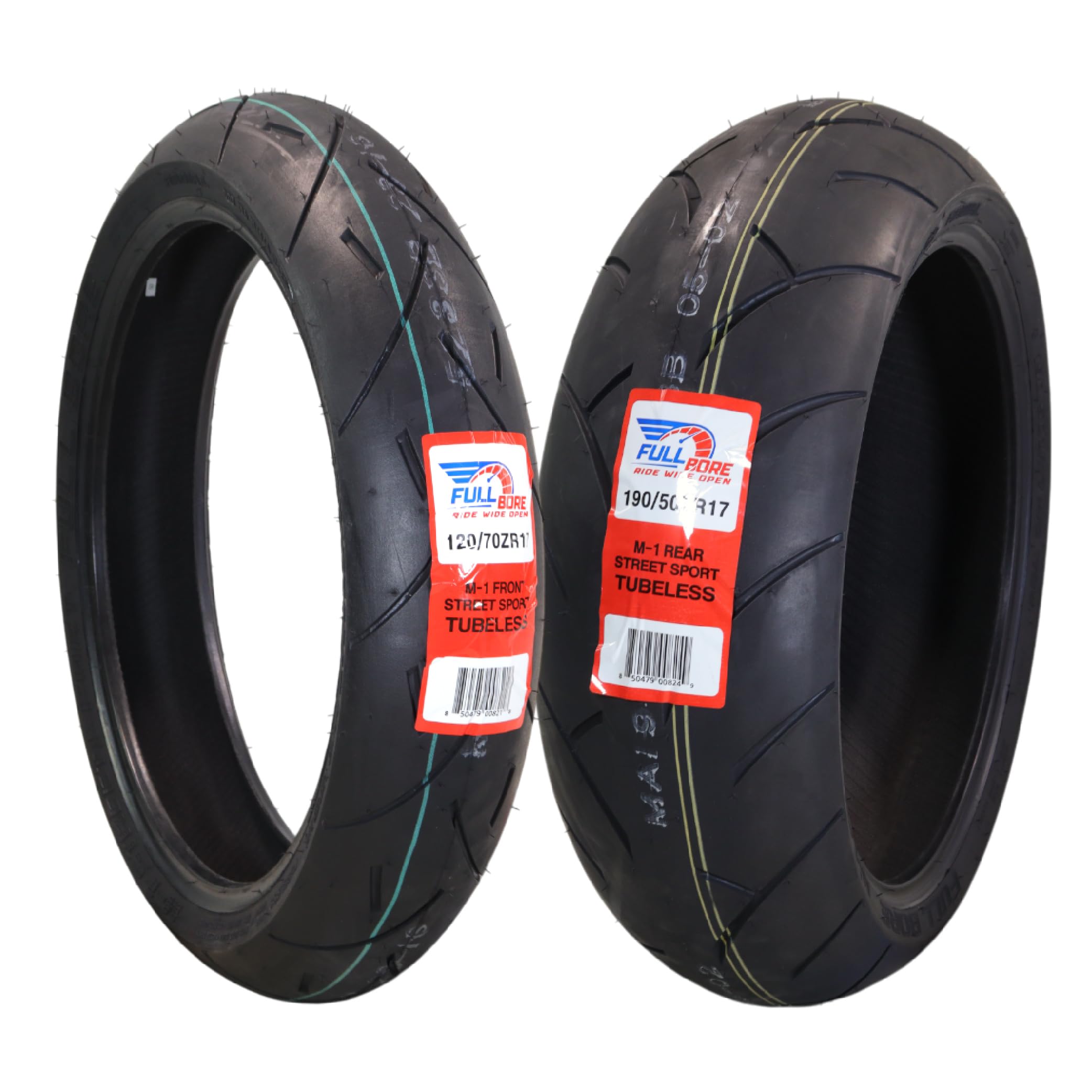 FULL BORE M1 Front Rear Motorcycle Tire Set 120/70ZR17 190/50ZR17 2 Pack