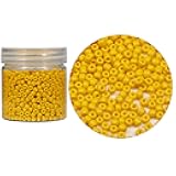 Bala&Fillic Dark Yellow Color 4mm Glass Seed Beads About 1400pcs in Box 6/0 Glass Craft Seed Beads for Jewelry Making (Dark Yellow)