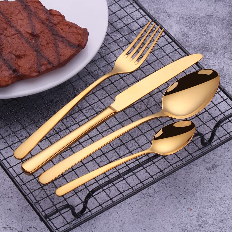 Juego De Vajilla De Acero Inoxidable, Vajilla Pulida A Espejo, Acero Inoxidable De Grado Alimenticio, Diseño De Mango Ergonómico, Vajilla De Banquete Multifuncional (A)