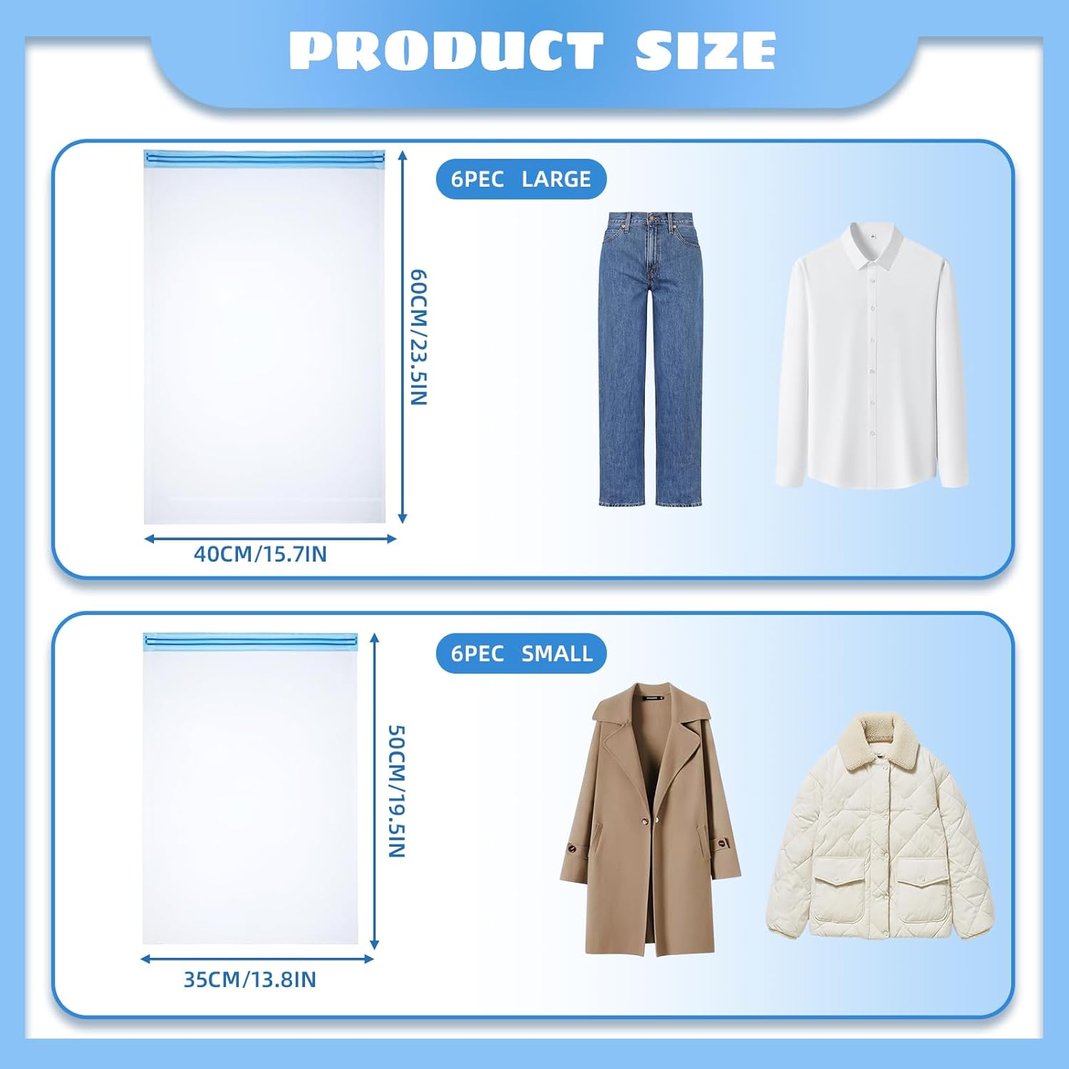 AIKOOL 省スペースバッグ 12パック 衣類&amp;旅行用 - 省スペース圧縮バッグ Lサイズ 6個 (16インチ x 24イ