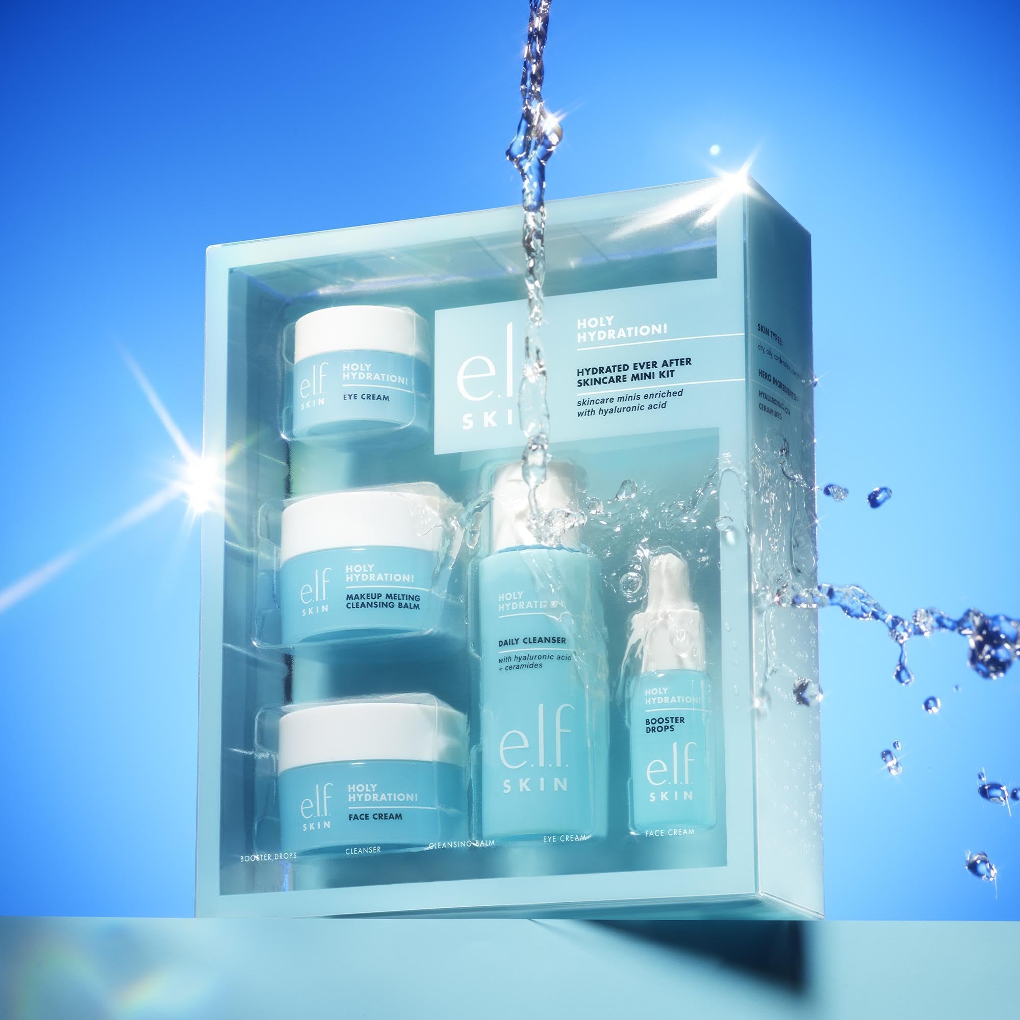 e.l.f. SKIN Hydrated Ever After Skincare Mini Kit, Reiniger, Make-Up Entferner, Feuchtigkeitscreme & Augencreme Für Hydratisierte Haut, Reisefreundlich, Vegan & Tierversuchsfrei