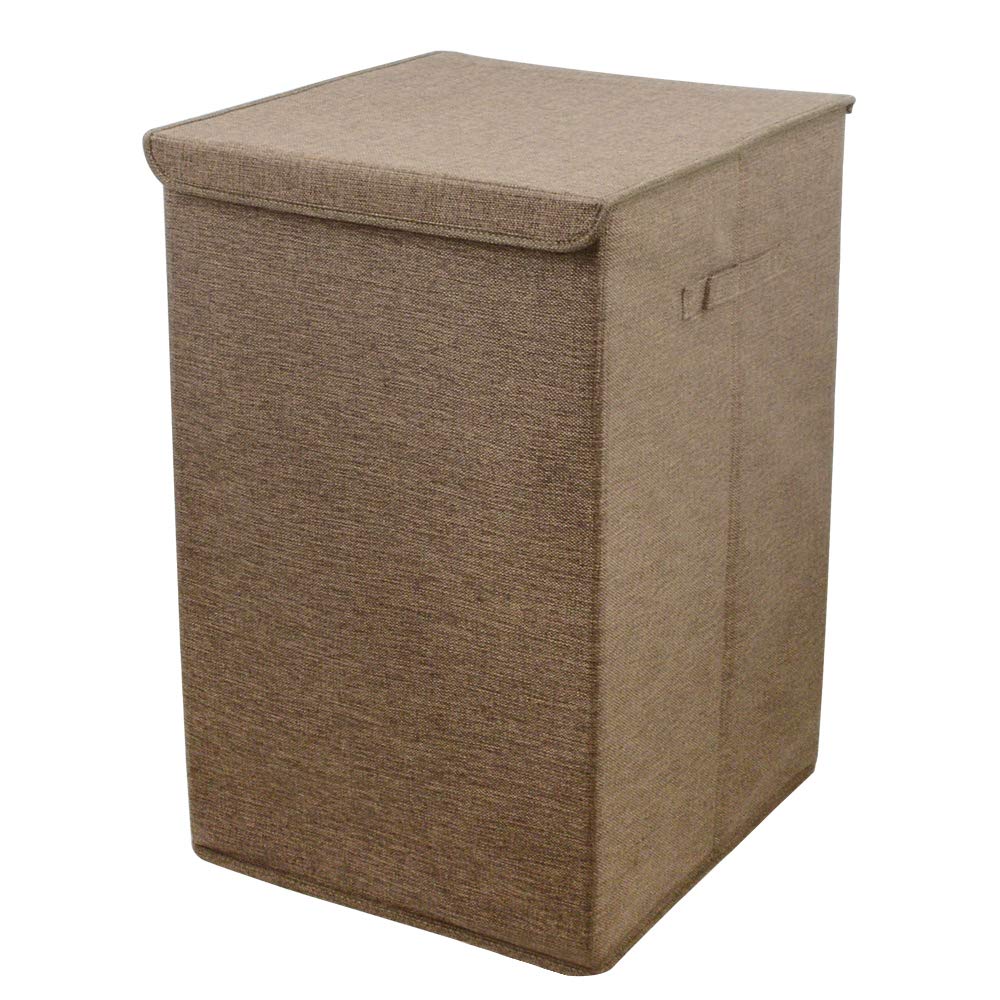 NiceVueLaundry Hamper with Lid and Handles, Fabric Clothes Basket of Large Size, Mildew and Waterproof Laundry Bag for Easy Move Brown