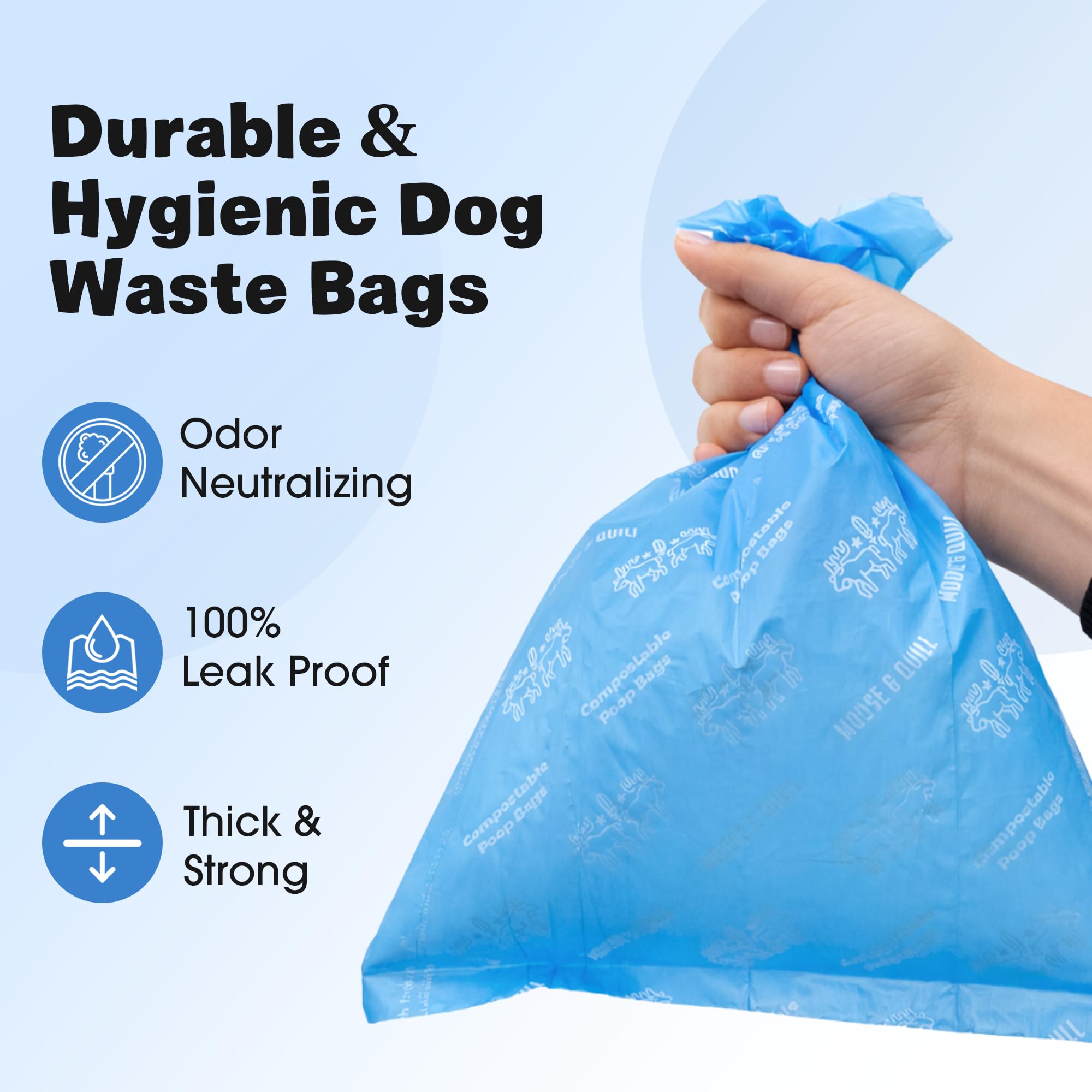 MOOSE & QUILL Compostable Dog Poop Bags – 150 Bags | Extra Thick, Leak Proof & Strong | Eco-Friendly Pet Waste Bags Safe for Soil, Plants & Animals | Biodegradable Dog Waste Bags for Easy Clean-Up | 1