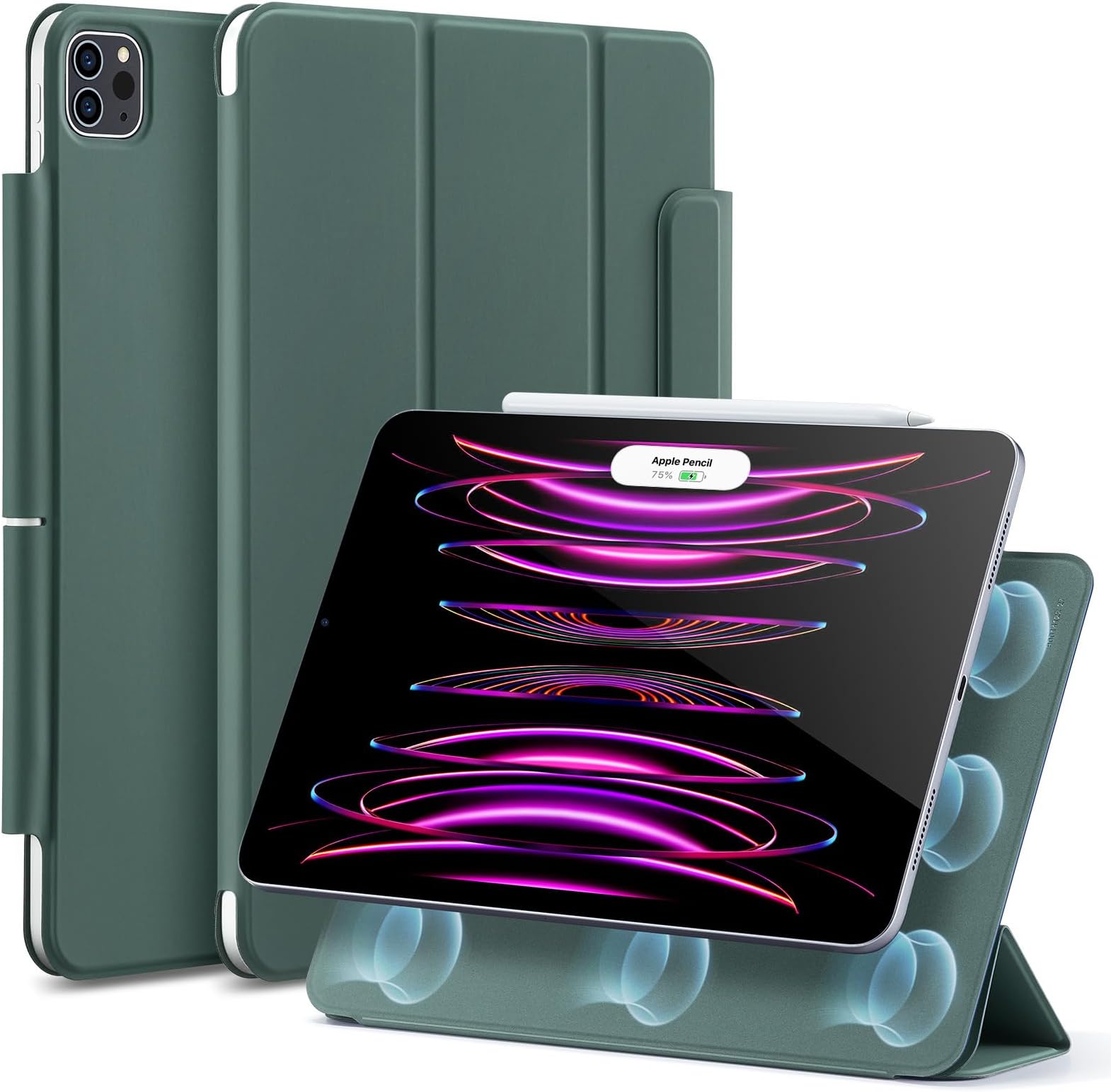 ESR for iPad Pro 12.9 6th/5th/4th Gen, iPad Air 13 Inch Case M3/M2 (2025/2024), Powerful Magnetic Attachment, Slim Trifold Stand Case, Supports Pencil Pro & PUSB-C, Rebound Series, Forest Green