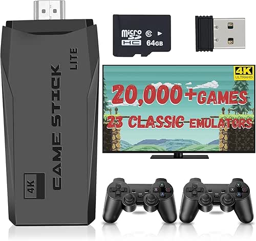 Wireless Retro Game Console, Retro Game Stick with Built-in 23