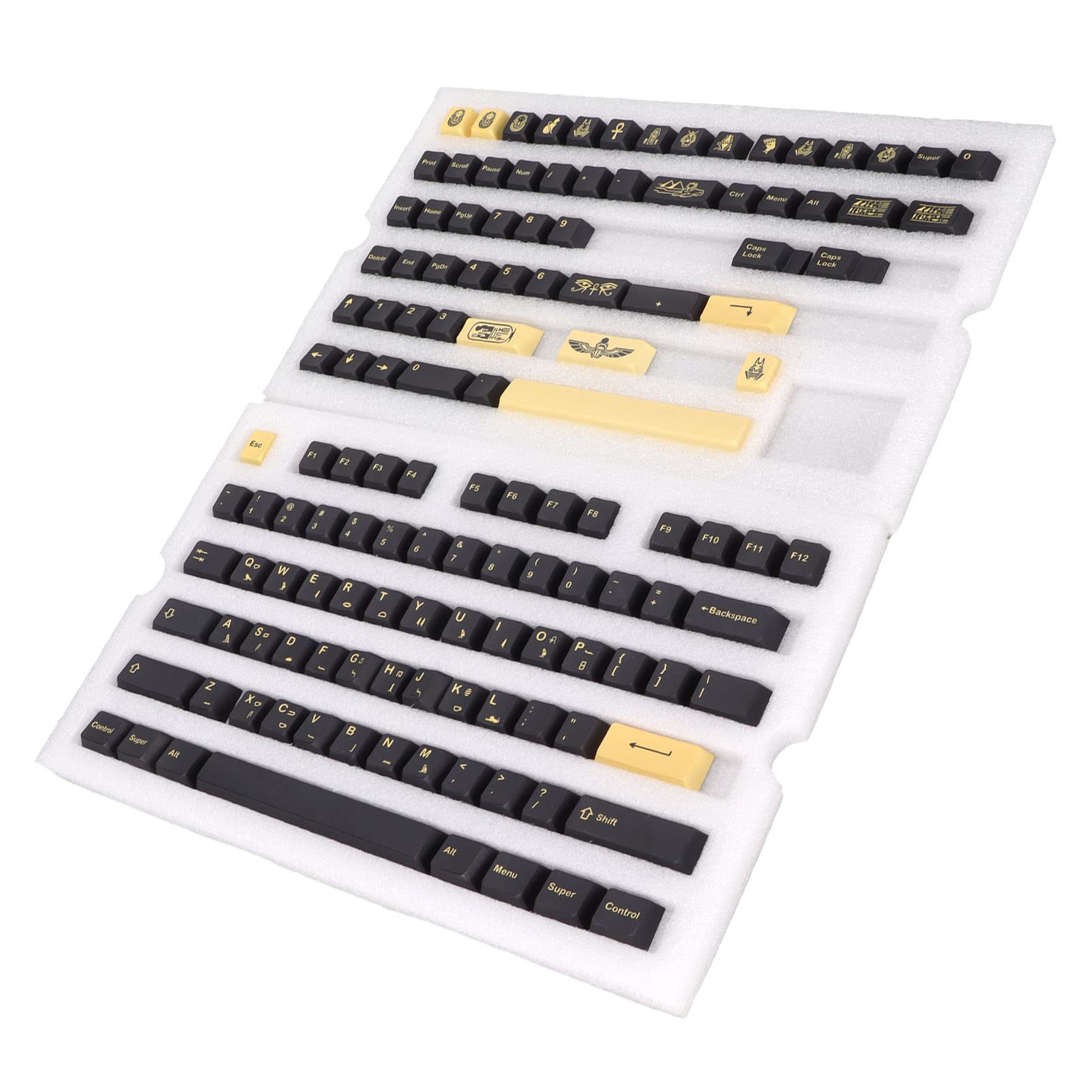 Keycaps PBT 132 Zestaw kluczy, bez liter, wysokość wiśni, egipski motyw faraonowy, DIY dekoracyjne klucze do gier dla mechanicznej klawiatury