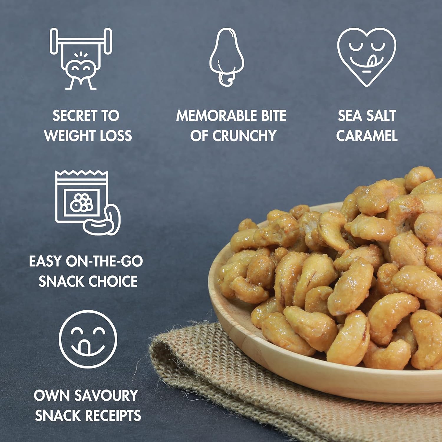 LAFOOCO Sea Salt Caramel Cashews, Vietnam Cashews, Lightly Salted, Sweet Tasty Snack, Rich in Nutrients, Protein, Great Gift for Family, Holiday, Resealable Jar, Halal, BRCGS (14.1 oz) (Pack of 2)