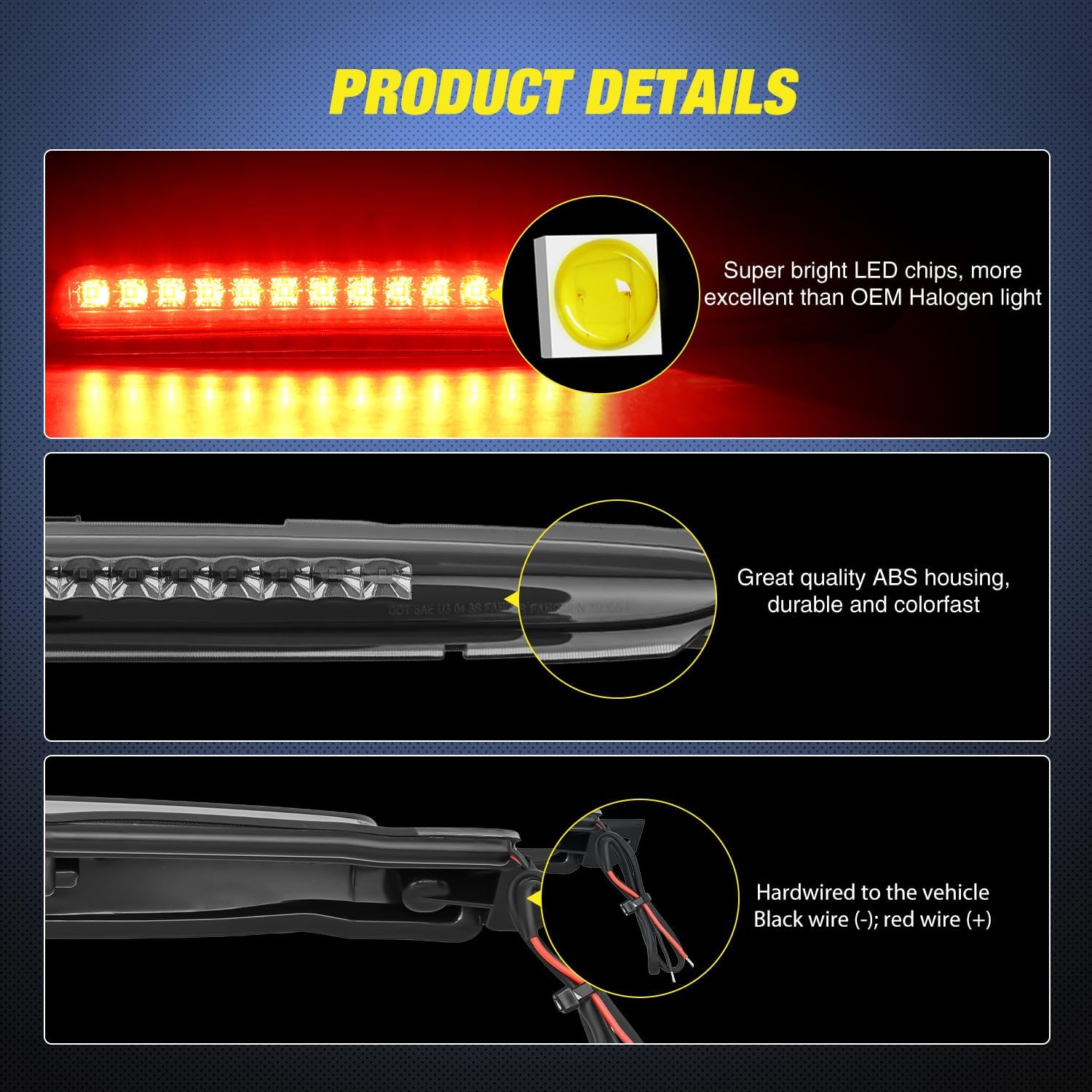 Nilight Third Brake Light Tail High Mount 3rd Stop Cargo Reverse Lights Smoked Lens for Chevy Trailblazer and GMC Envoy 2002-2009 Buick Rainier 2004-2007 Isuzu Ascender 2003-2008 Rear Center Cab Lamp
