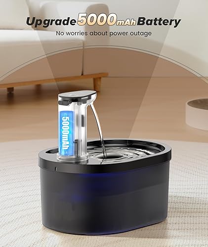 Miniatura 4 de Fuente de agua inalámbrica para gatos, fuente para gatos con batería de 5000 mAh, fuente inalámbrica para beber mascotas de 101 oz3 L con sensor de