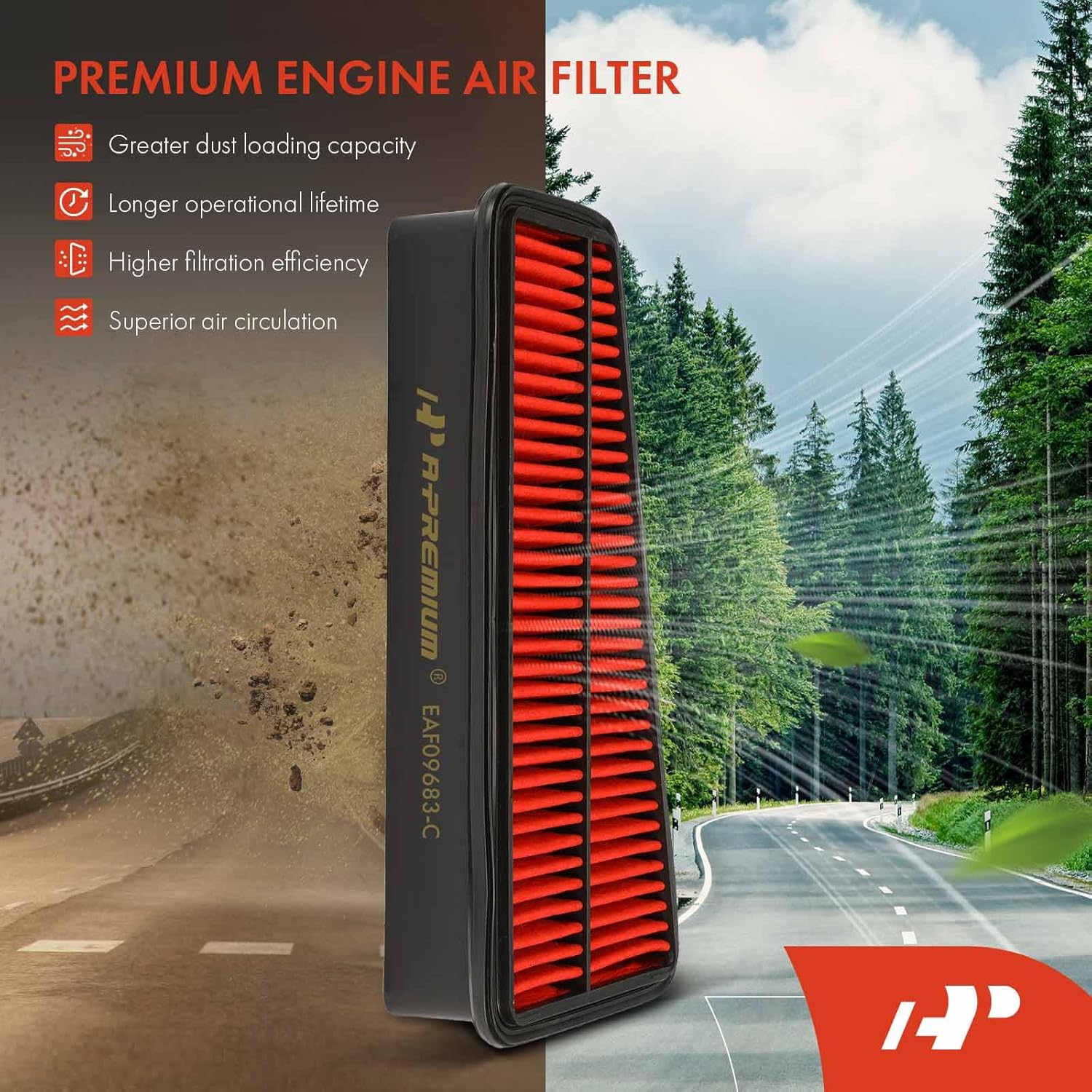 A-Premium 2-PC Pre-oiled Engine Air Filter Compatible with Toyota Tacoma 2005-2015, Tundra 2005-2010, 4Runner 2003-2009, FJ Cruiser 2007-2009, 4.0L, Replace# SPA2281