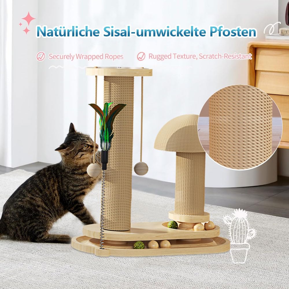Anyingkai Giocattolo Interattivo per Gatti in Legno, Intelligente Con Palline Interattive (A)