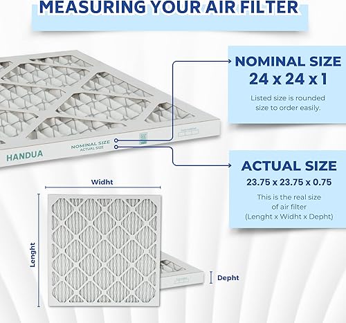 Miniatura 2 de Handua Filtro de aire MERV 11 de 24 x 24 x 1, filtro de repuesto de aire acondicionado para horno plateado, paquete de 4 unidades (tamaño real 23.75