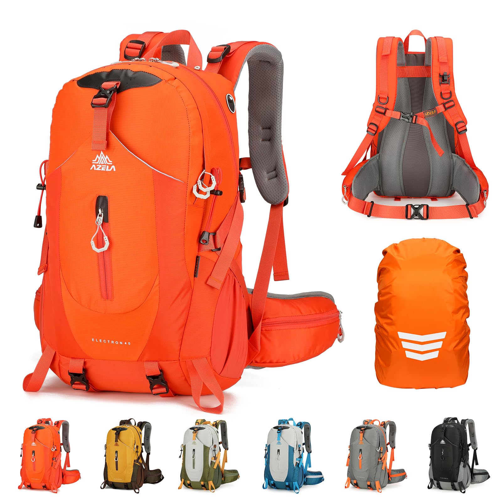Geila 40L Hiking Backpack for Men & Women, Ultra-Lightweight & Water-Resistant Rucksack, Large Capacity Breathable Trekking Climbing Daypack with Rain Cover, Hydration Compatible (40L-Red)