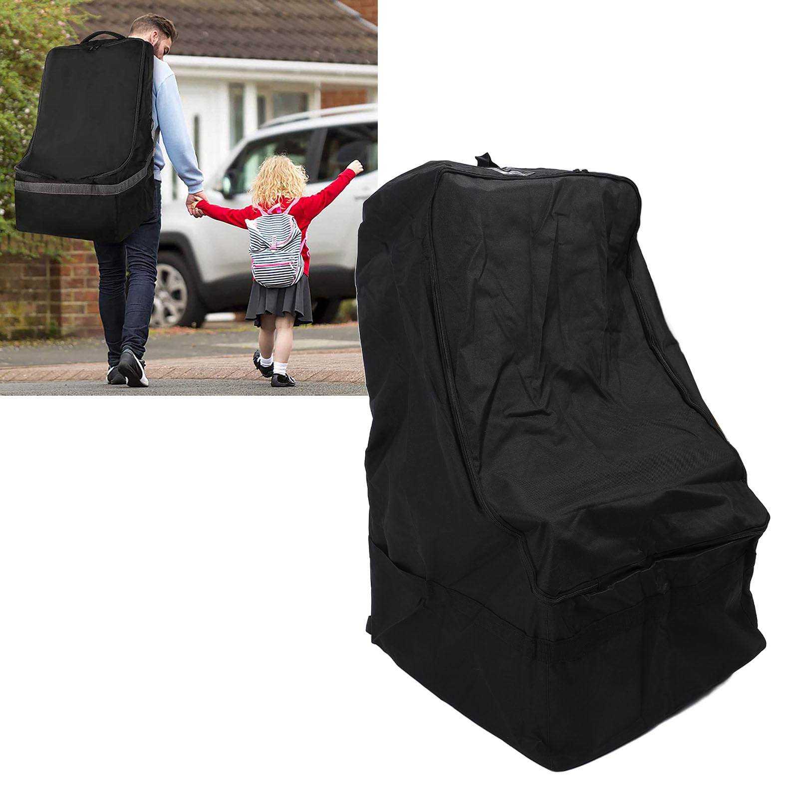Sac de Poussette Noir, Sac de Rangement Oxford 600D, Organisateur de Voyage avec 2 Sangles de à Dos Rembourrées, Idéal pour Une Utilisation en Avion et Le Transport de Voyage