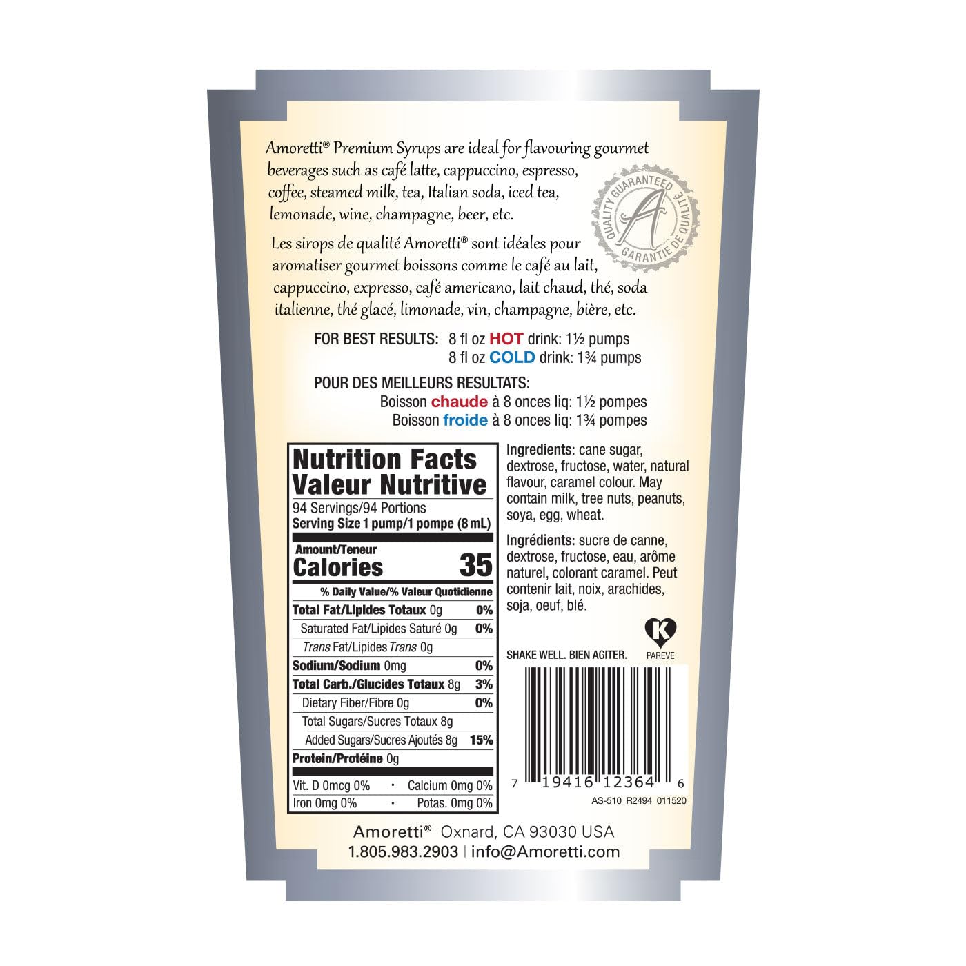 Amoretti - Premium Boysenberry Syrup, 94 Servings Per Bottle (750 ml), with Pump for Flavoring Coffees, Cocktails, and other Beverages, Gluten Free, GMO/GEO Free, Preservative Free
