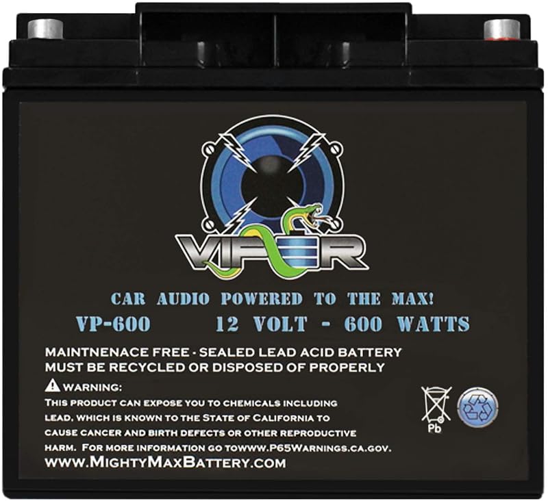 Bateria AGM para som automotivo Mighty Max Battery Viper VP-600 12 V 18 Ah 600 W – 1 unidade