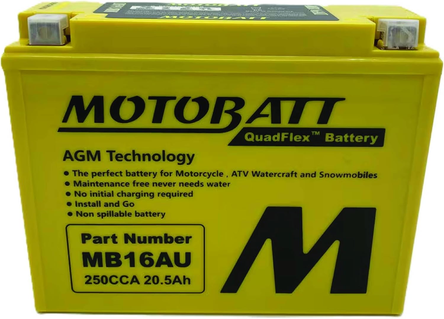 MotoBatt 12 Volt 20.5 Ah MB16AU Sealed Maintenance Free AGM Battery