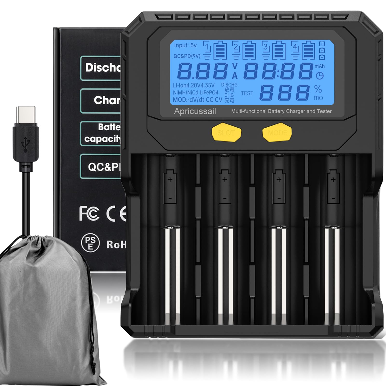 MAXLSHALL 4-Slot Fast Charger