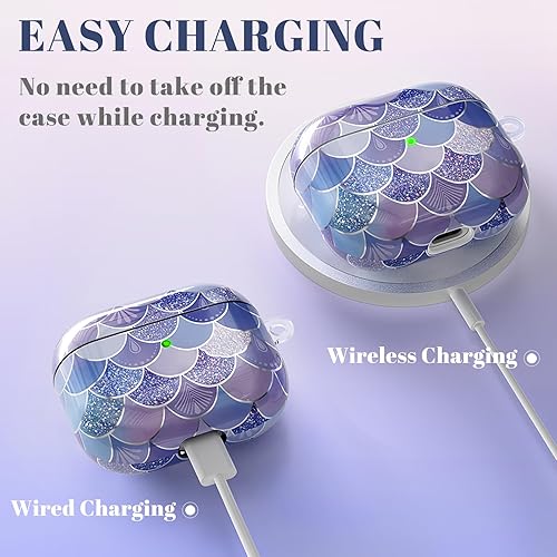 Vista 13 de Funda para AirPods de tercera generación, funda protectora suave con purpurina para mujeres y niñas, compatible con Apple AirPods 3 con llavero