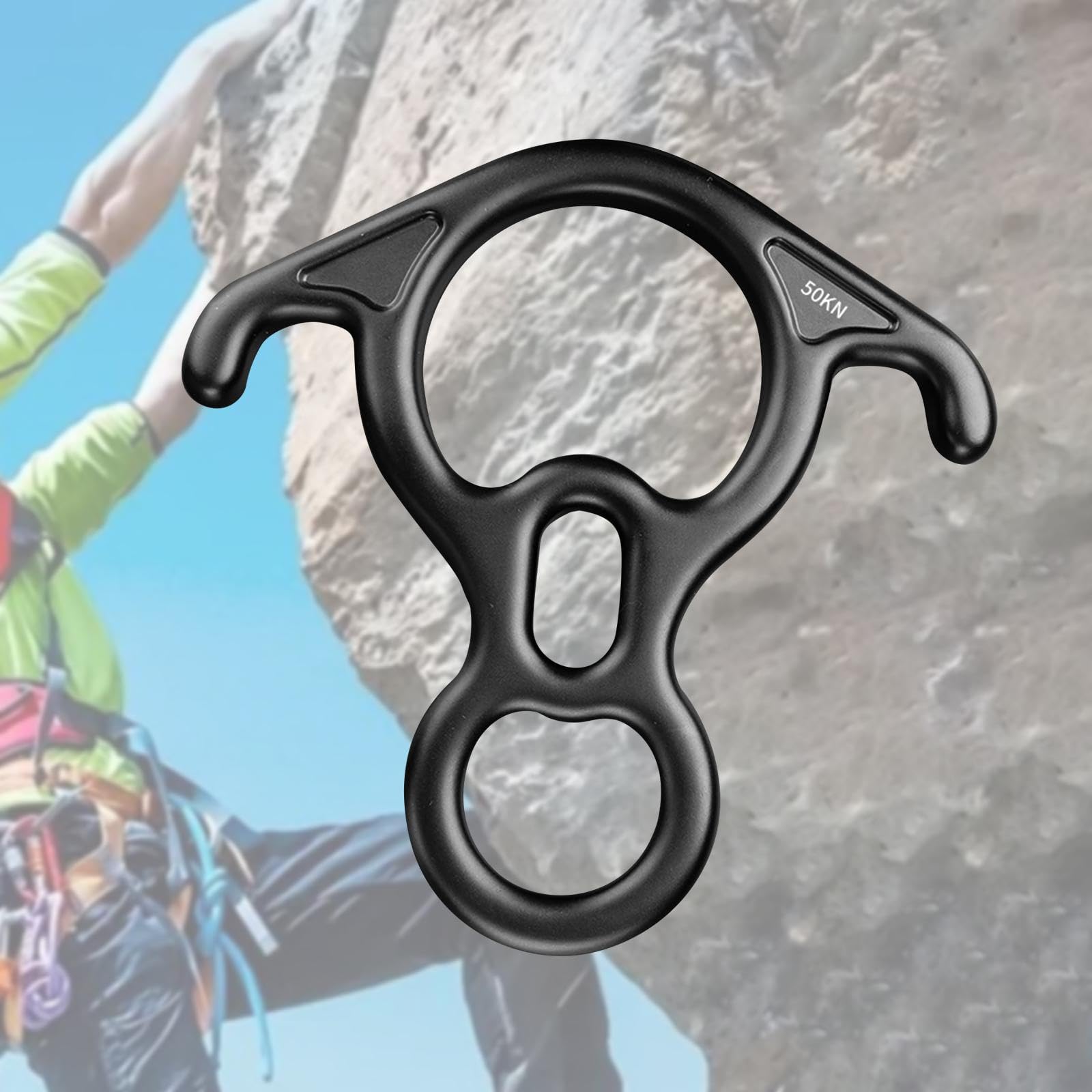 kowaku 50kN 8 Figure Descender Heavy Duty Equipment for Caving and High Altitude Operations, Black